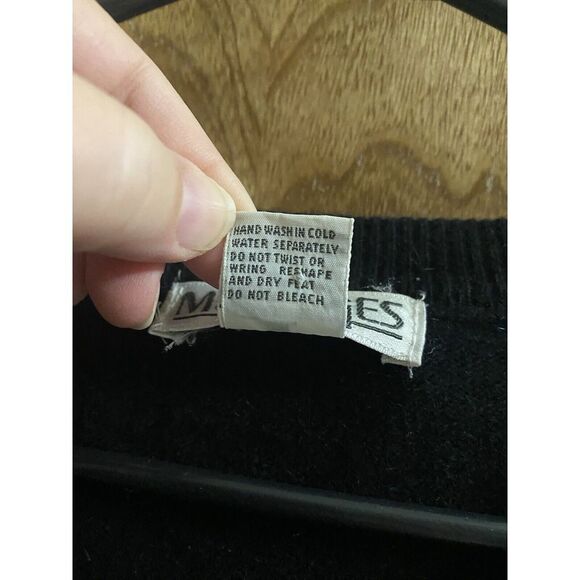 Vintage Messages Lambs Wool Nylon Angora Rabbit Hair Sweater Vest Black Size XL - Picture 3 of 7